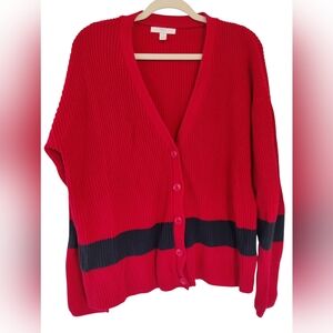 1901 Red and Black Women's XL Baggy Preppy Cardigan Grandpa Core Cabincore